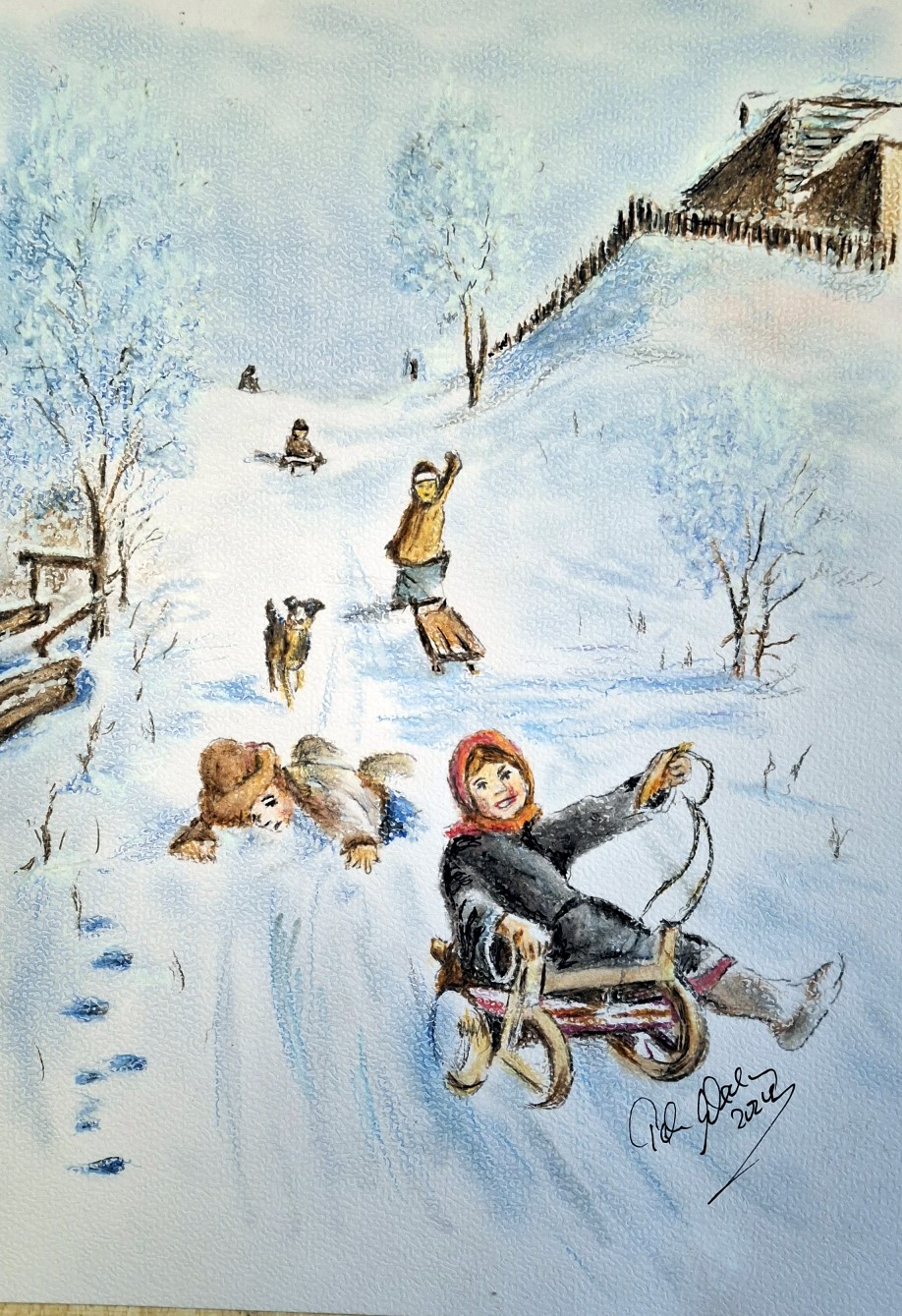 Lustige Schlittenfahrt