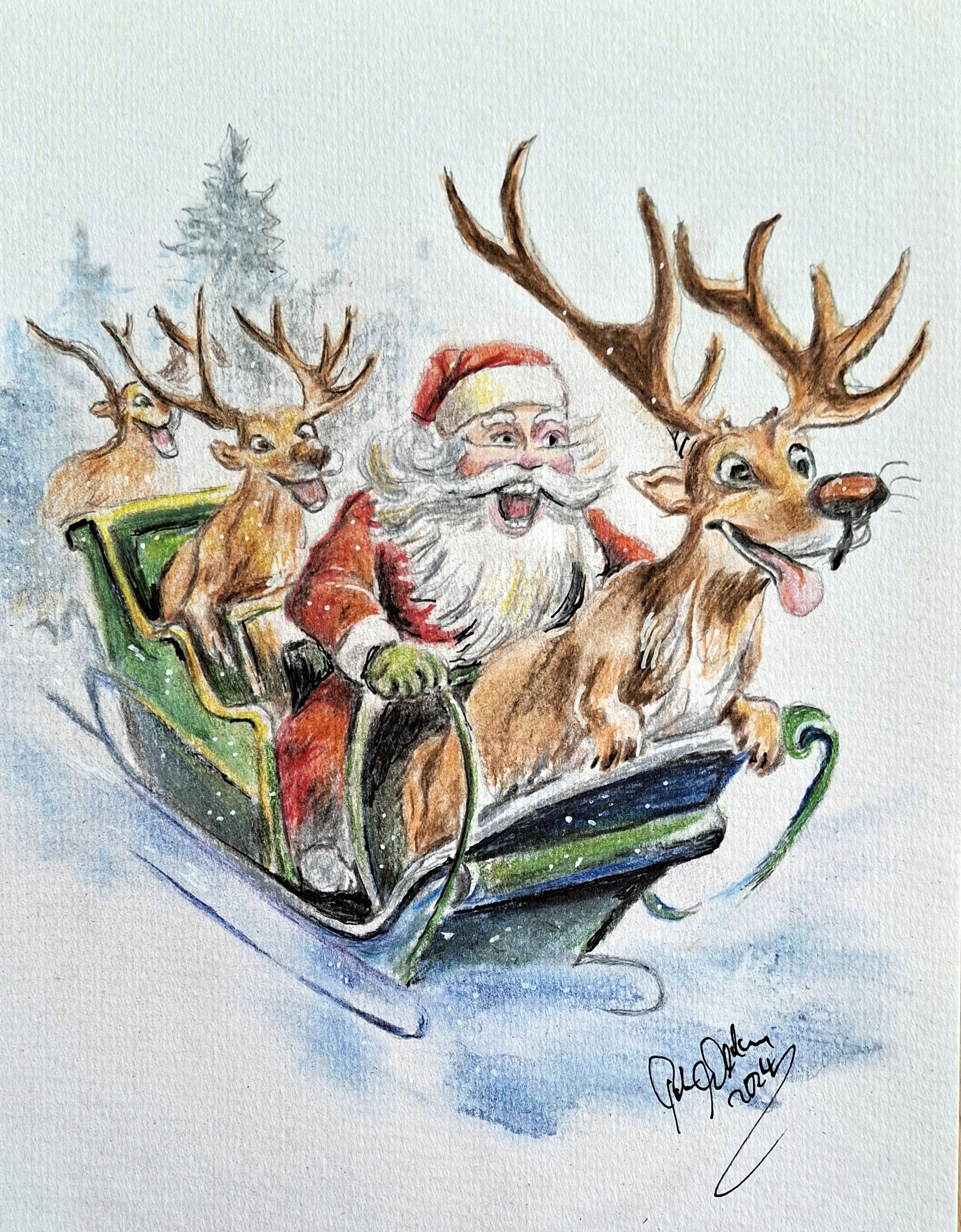 Weihnachtsmann mit Schlitten